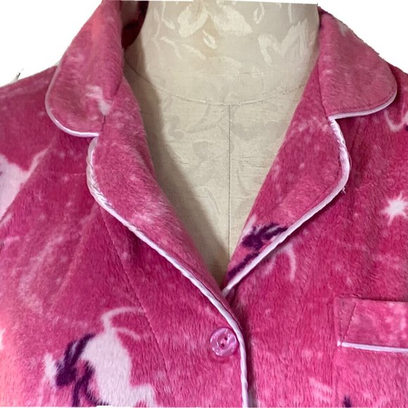 PINK Reindeer SOFT FLEECE pyjamas Size MEDIUM - Picture 2 of 5